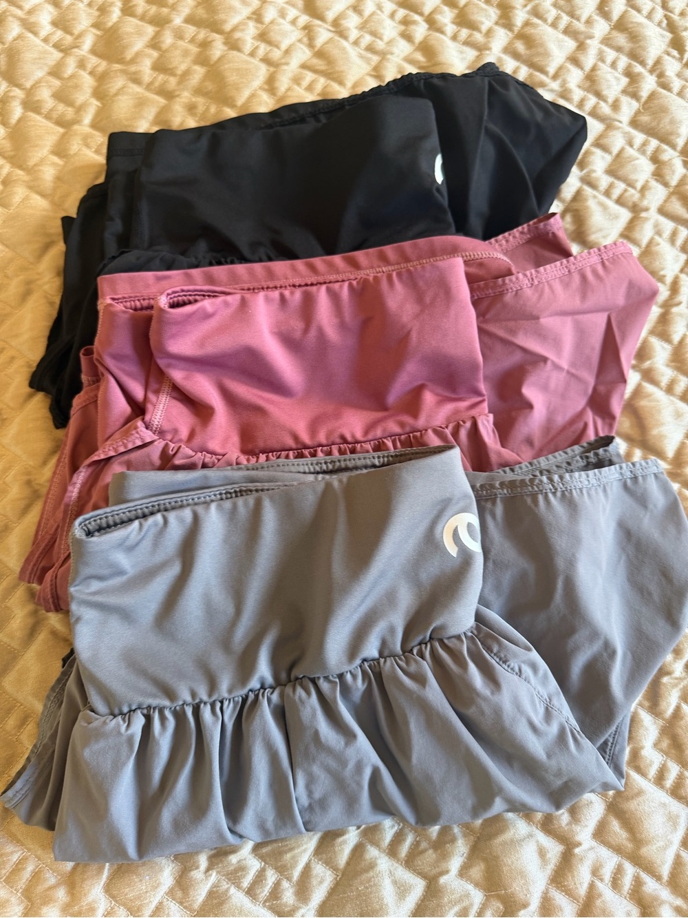 Cadmus Women's Flowy Workout Shorts, Set of 3 - Black, Gray, Mauve